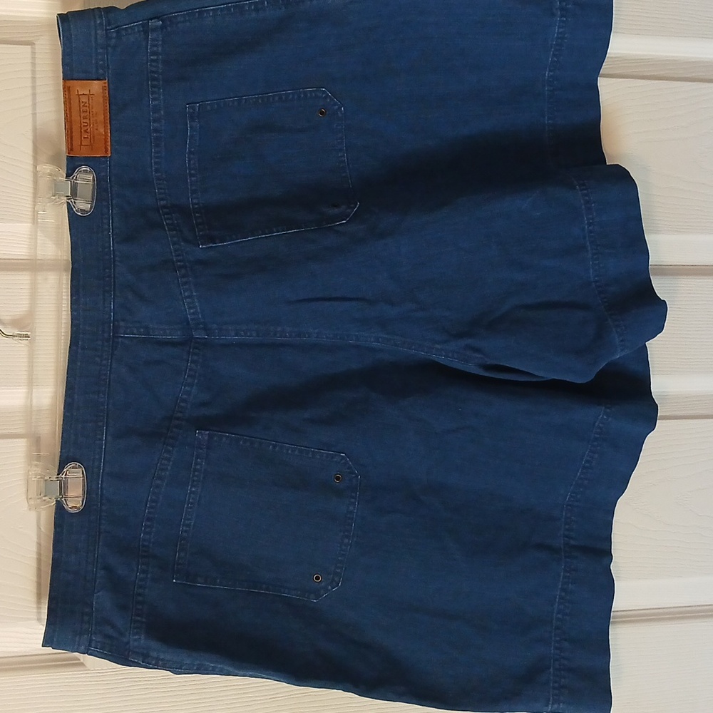 Vintage Lauren Ralph Lauren Women's Blue Cargo Jean Shorts 22W 100% Cotton. - Picture 6 of 8